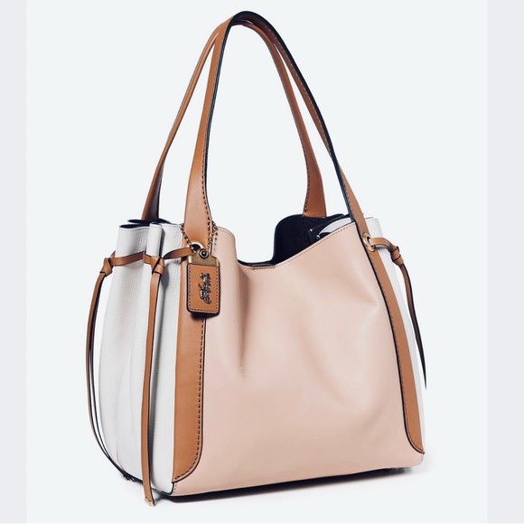 Coach Handbags - COACH Harmony Colorblock Brass Beechwood and Chalk Multicolor Hobo Shoul…